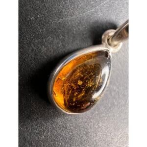 NEW Dravite orange tourmaline sterling silver teardrop pendant 1.49 grams
